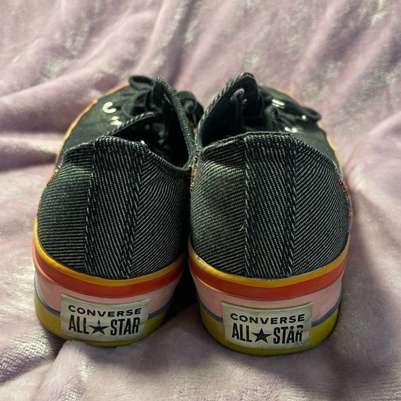 Converse Chuck Taylor Ox Platform Rainbow Sneakers: Black/Charcoal - Picture 5 of 11